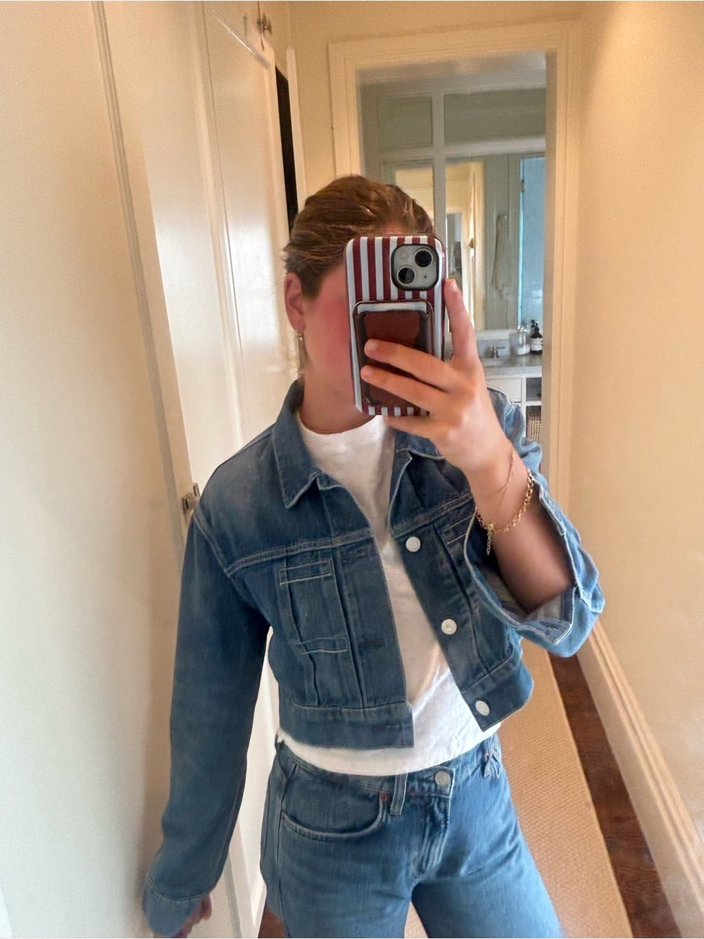 Moussy Blue Cropped Denim Jacket